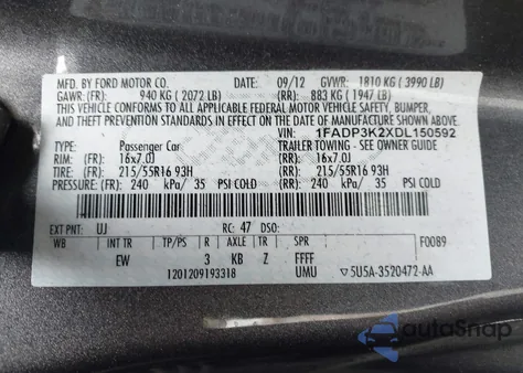 2013 Ford Focus Se z USA, uszkodzony, nr VIN 1FADP3K2XDL150592